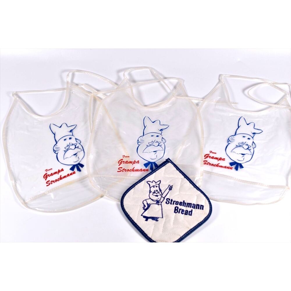 Vintage Grandpa Stroehmann Baby Bibs Potholder Lot NOS Advertising